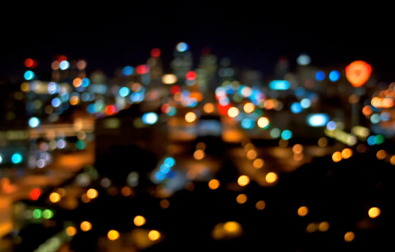 Фото обои ночь, город, размытость, огни ночного города