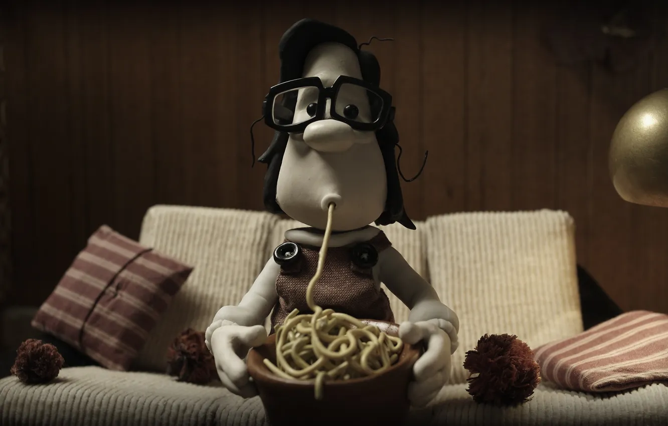 Фото обои мультфильм, девочка, спагетти, пластилиновый, мэри и макс