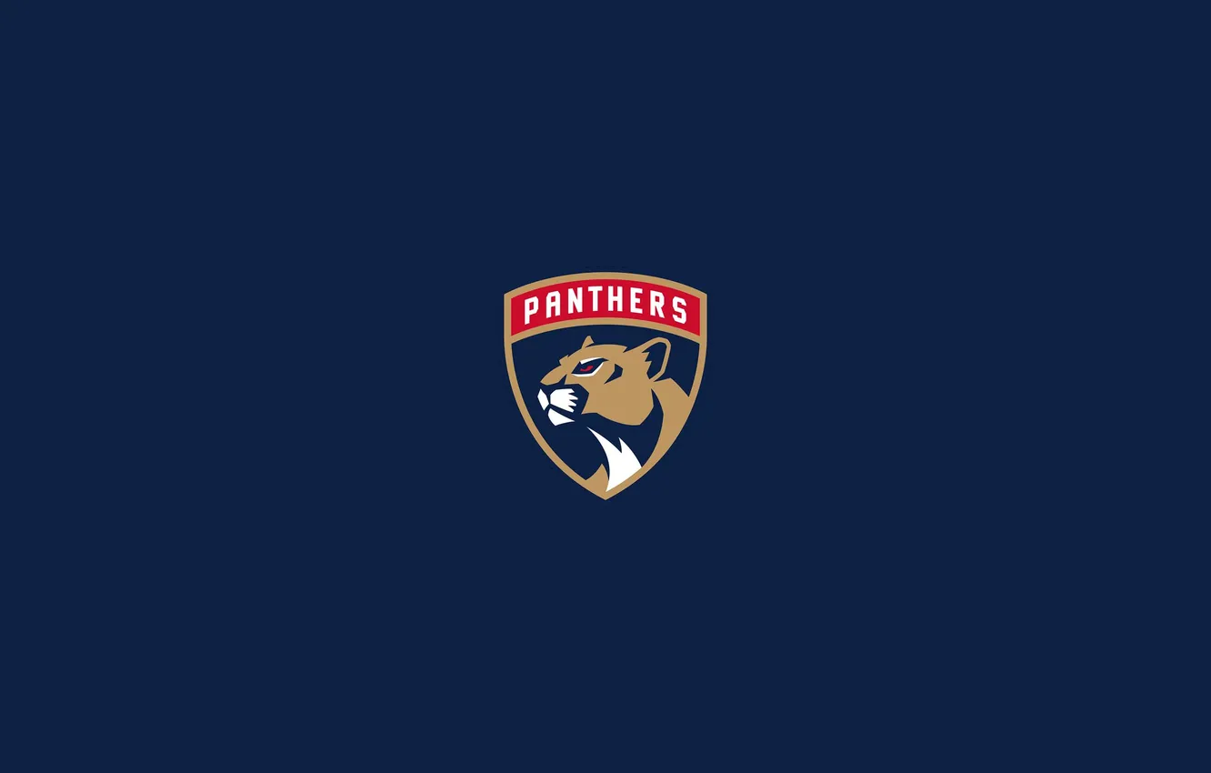 Фото обои эмблема, хоккей, НХЛ, хоккейный клуб, темно синий фон, Florida Panthers, Флорида пантерз