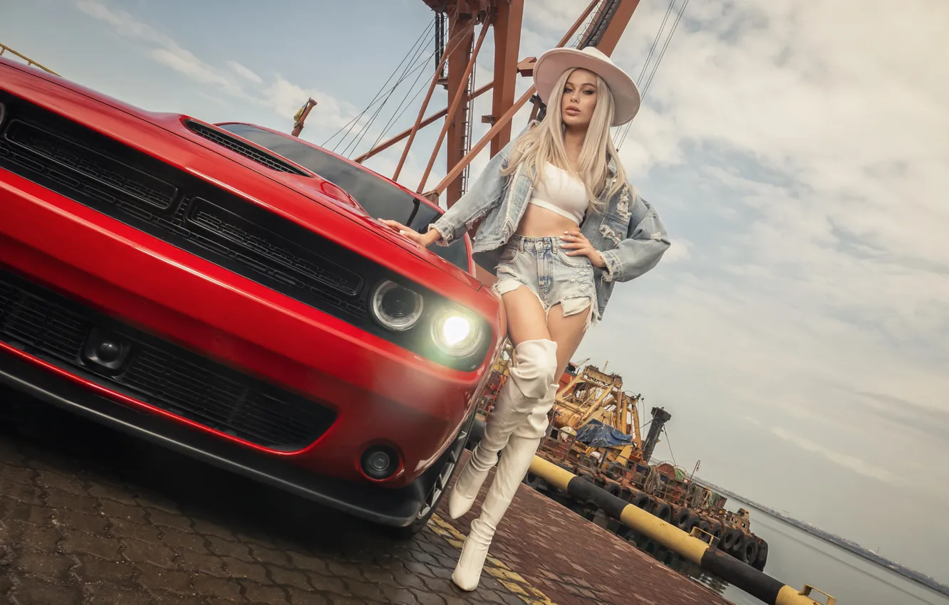 Фото обои девушка, милая, модель, Шорты, блондинка, Обои, Шляпа, Dodge