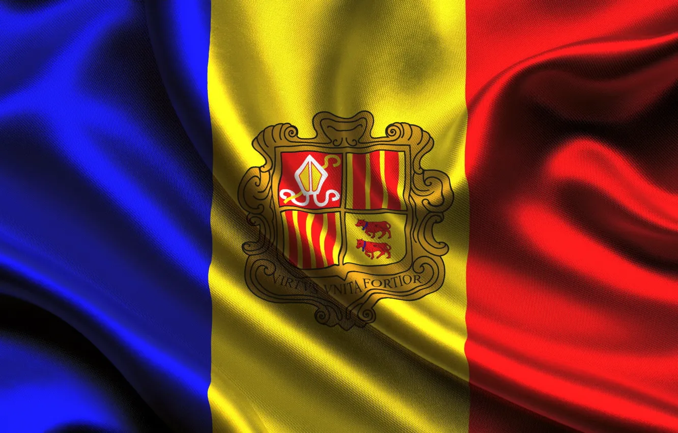 Фото обои флаг княжества Андорры, flag of Andorra, Флаг Андорры, Андоррский флаг