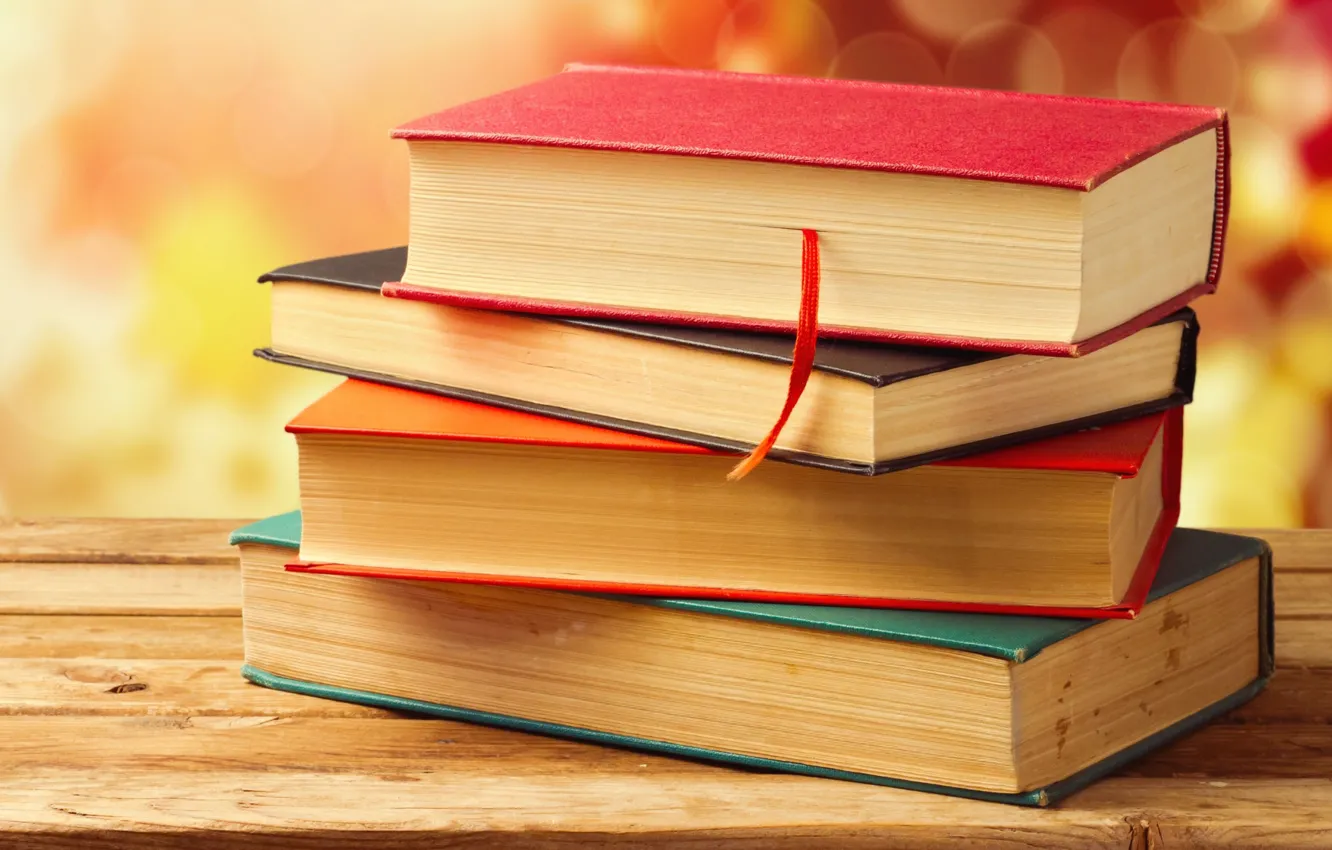 Фото обои книги, доска, деревянная, боке, обложки, закладка