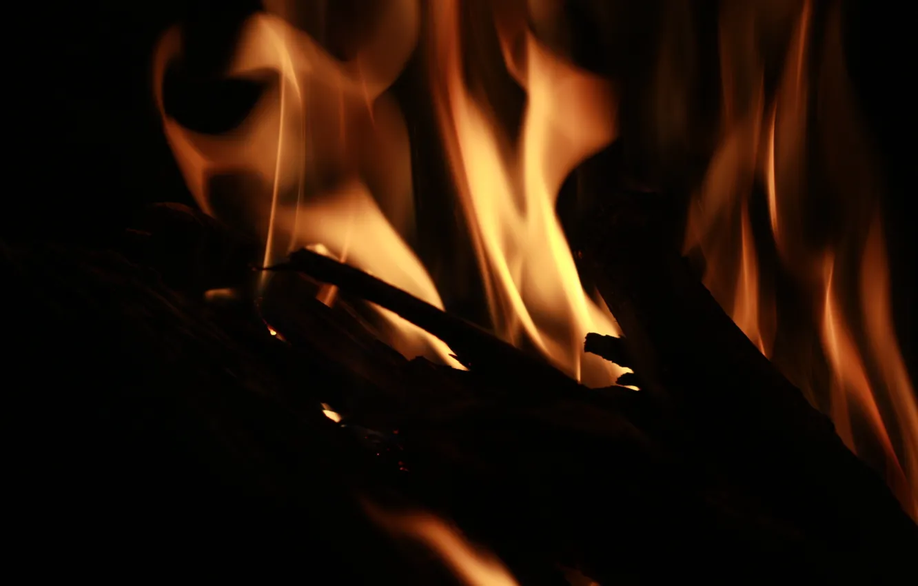 Фото обои фон, огонь, пламя, дрова