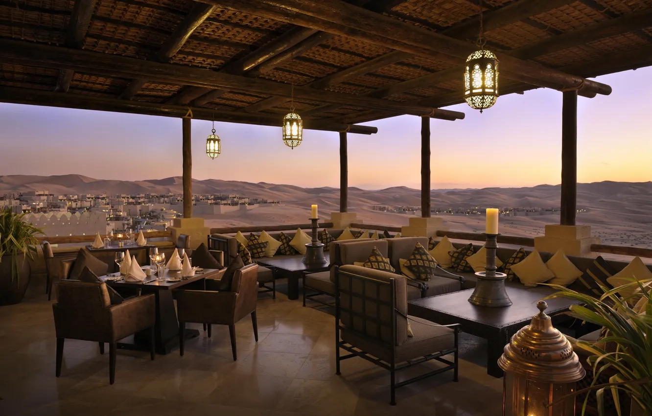 Фото обои desert, Abu Dhabi, hotel, UAE, panoramic, Qasr Al Sarab