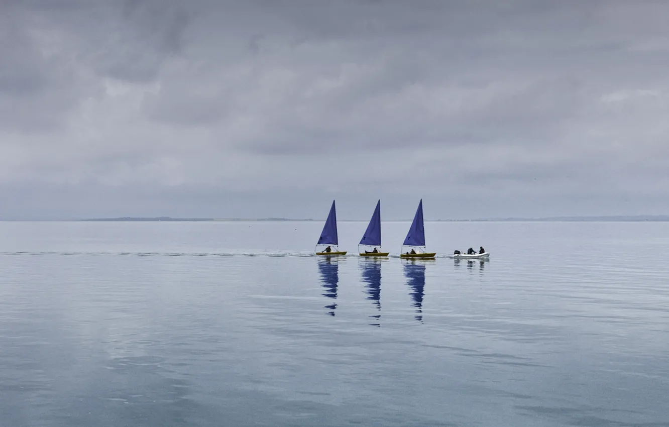 Фото обои sea, water, reflection, sail, training day