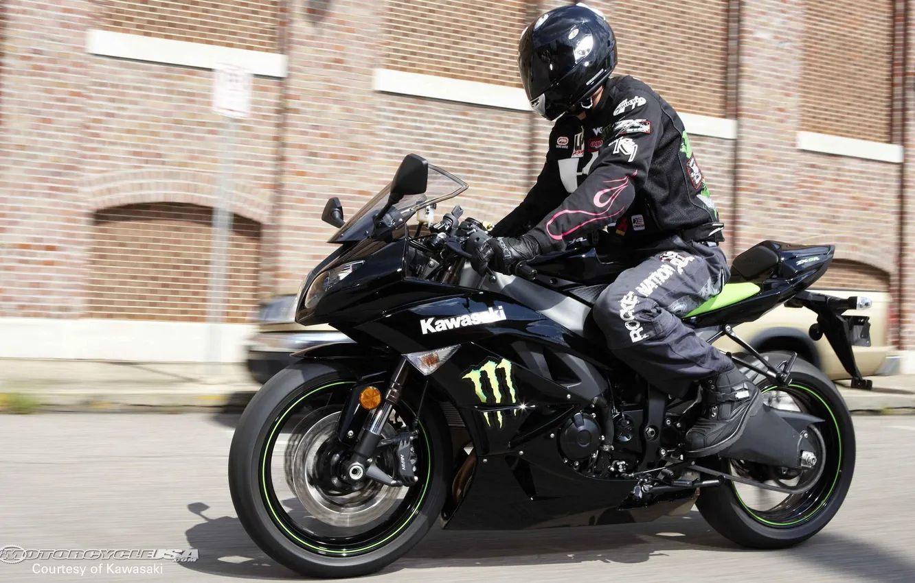 Фото обои moto, monster, energy, kawasaki