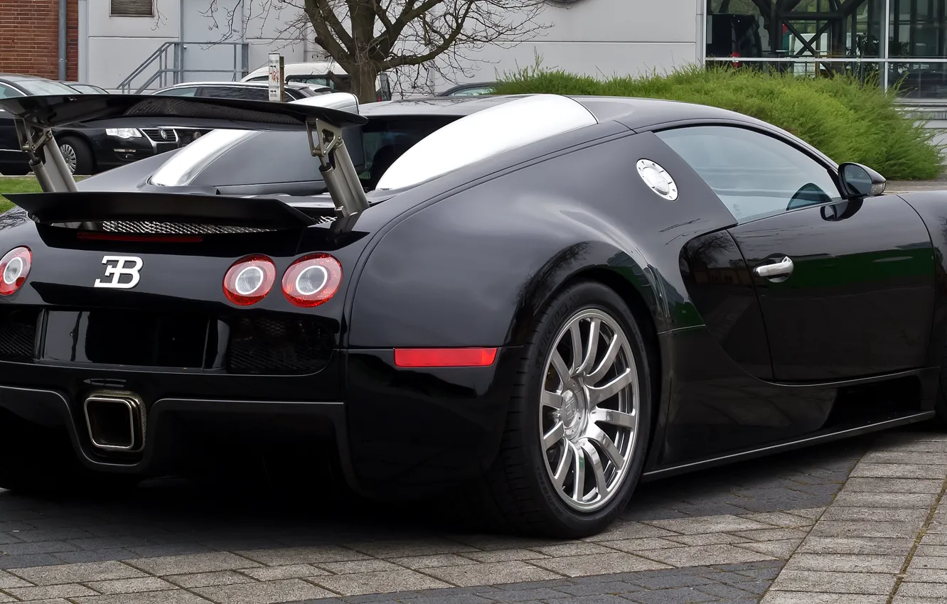 Фото обои чёрный, Bugatti, суперкар, бугатти