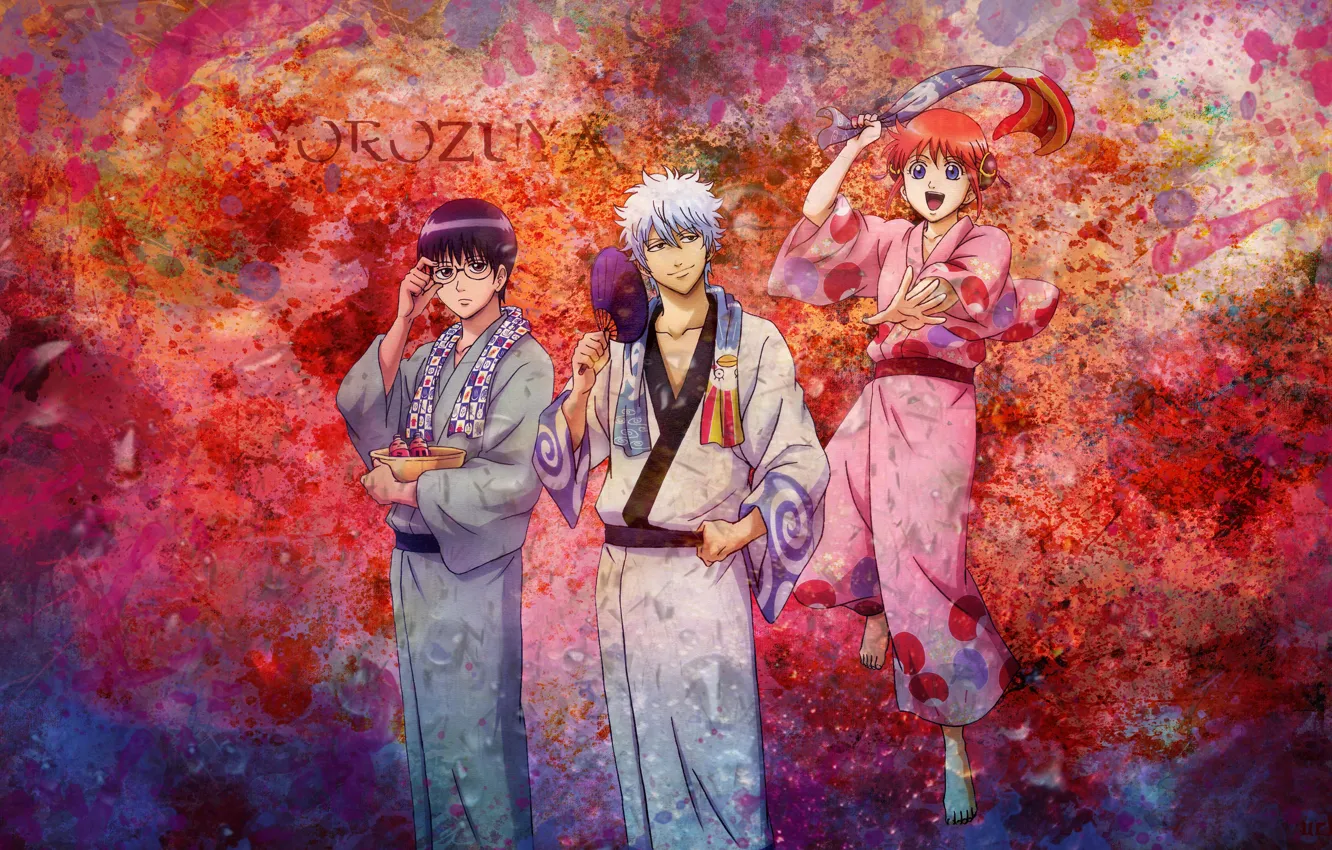 Фото обои аниме, юката, anime, gintama, гинтама, gintoki, kagura, shinpachi shimura