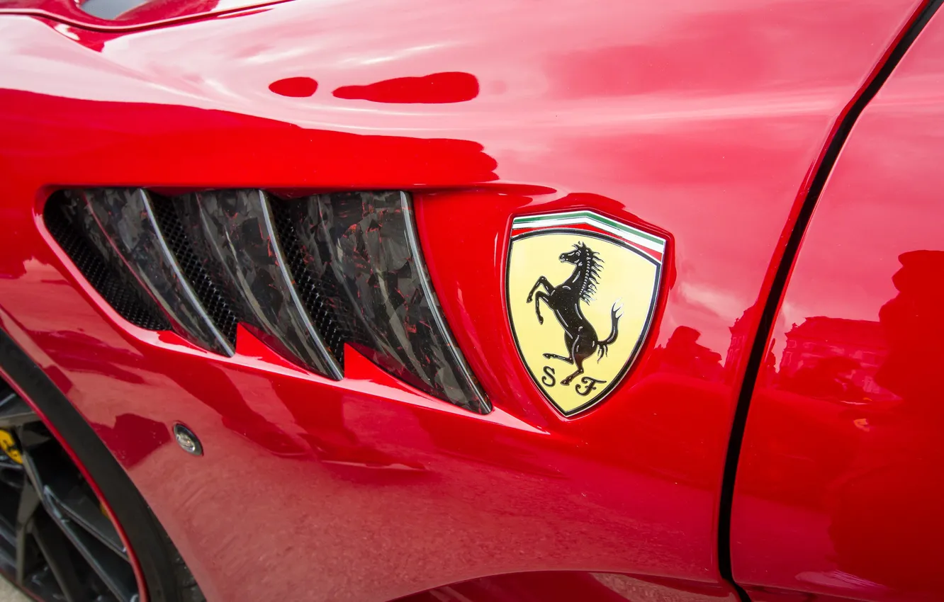 Фото обои красный, крыло, Ferrari, эмблема