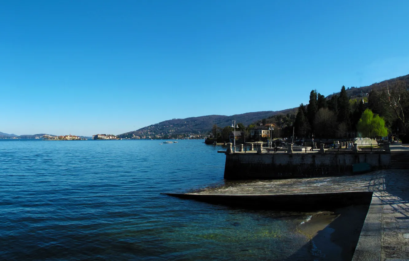 Фото обои озеро, Италия, набережная, Baveno