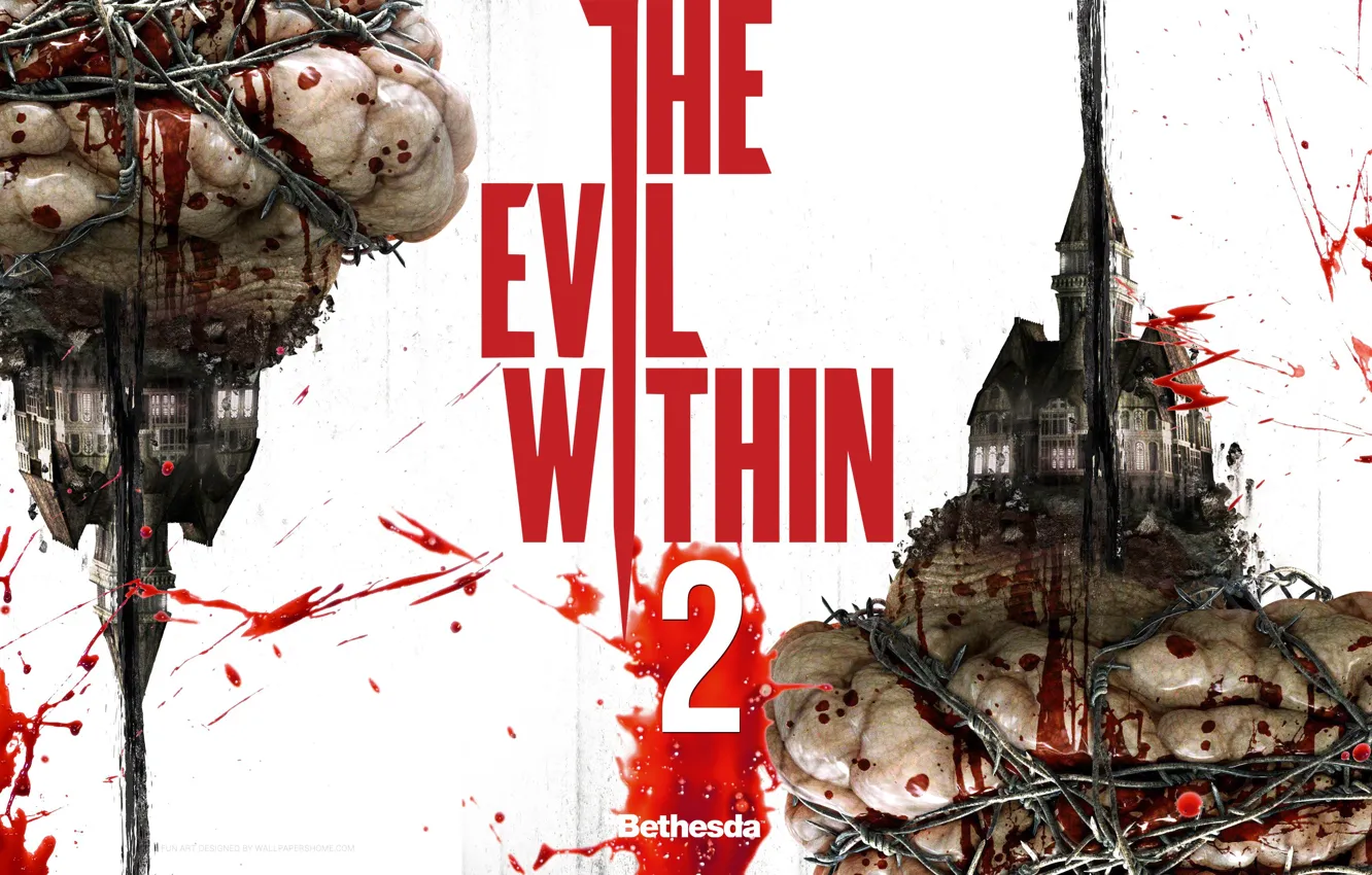 Фото обои blood, house, game, rain, torment, barbed wire, The Evil Within, terror