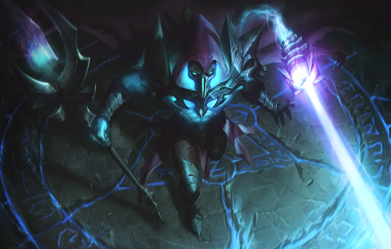 Фото обои оружие, доспехи, фэнтези, пентаграмма, League of Legends, Riot Games, Viktor, Alvin Lee
