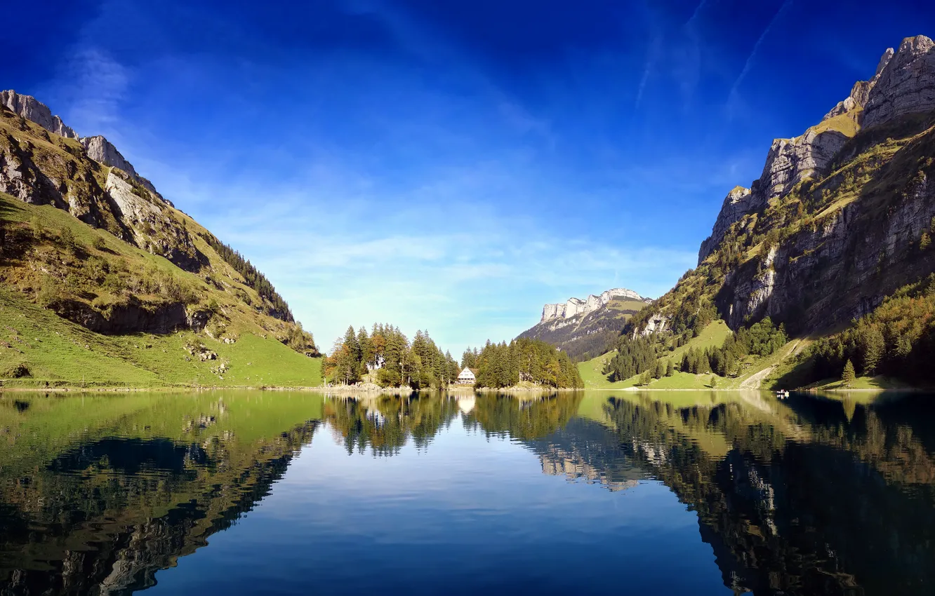 Фото обои пейзаж, горы, природа, озеро, отражение, Switzerland