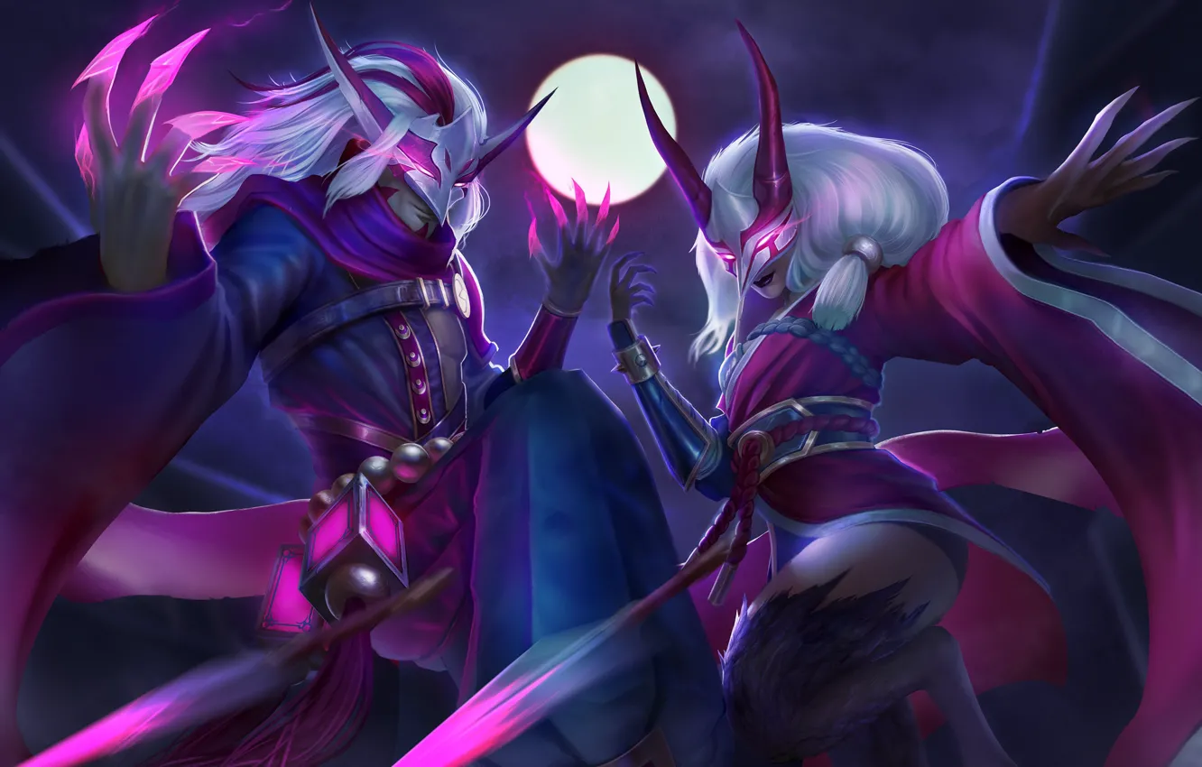 Фото обои art, lol, League of Legends, moba, Blood Moon, Rakan, the Rebel, the Charmer
