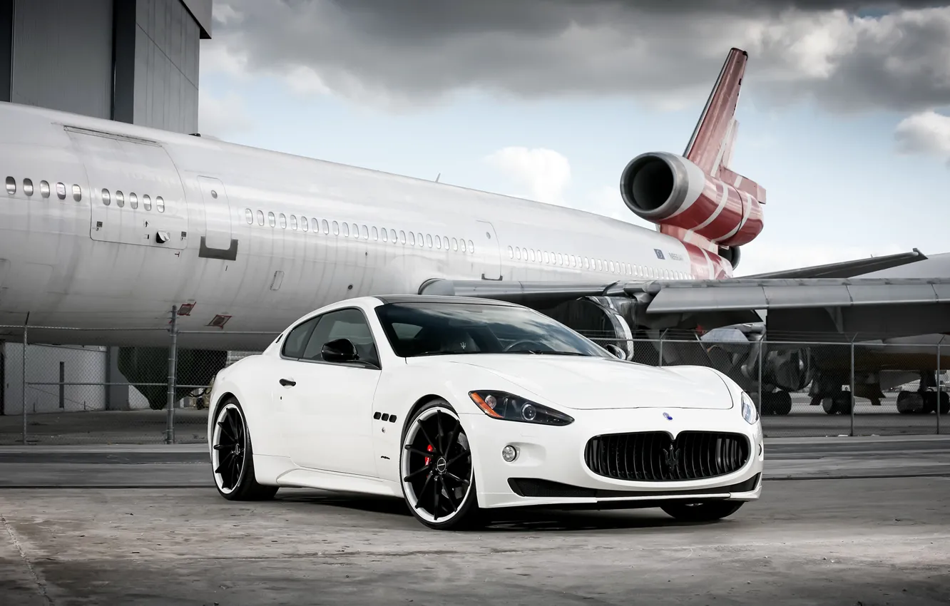 Фото обои Maserati, white, vossen, Granturismo