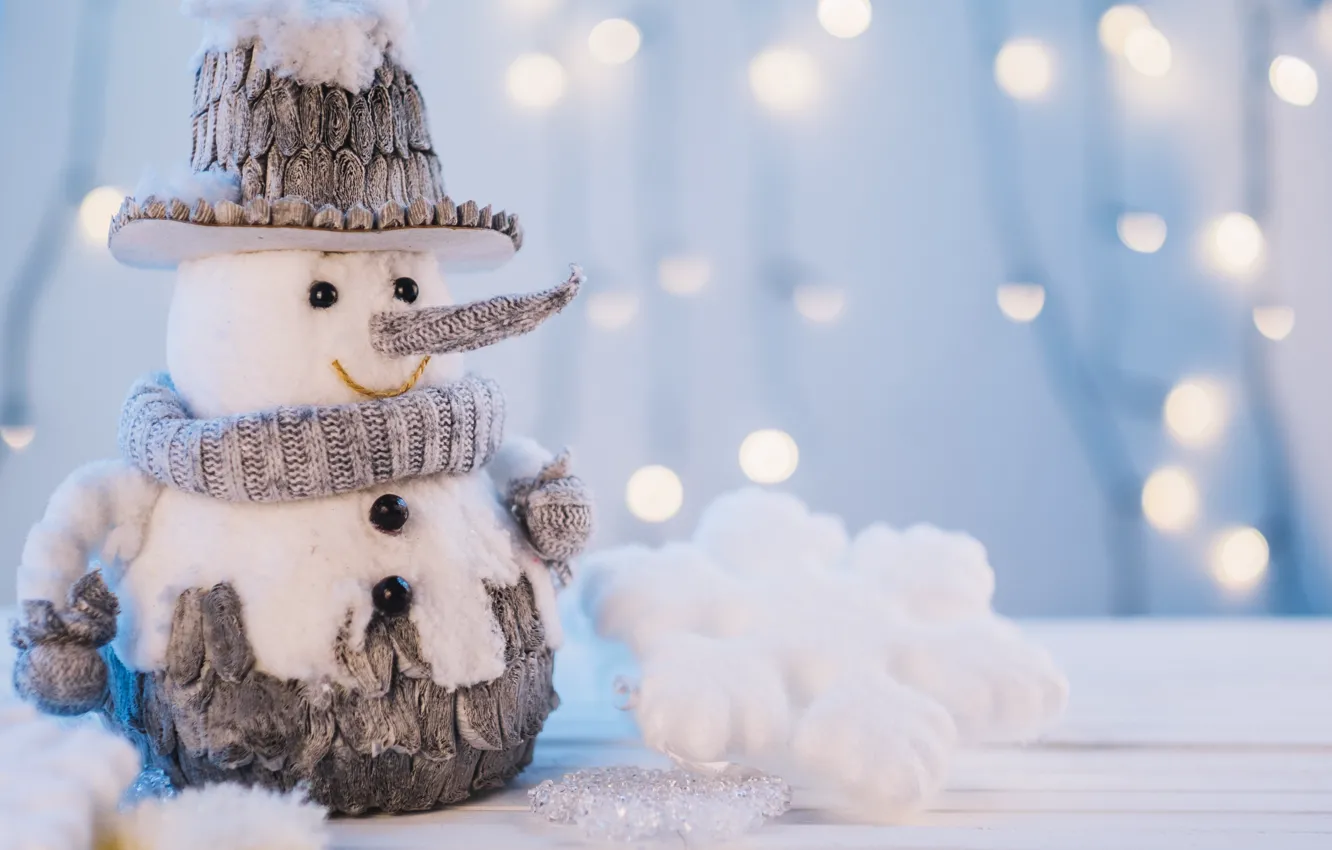 Фото обои зима, снег, снежинки, Новый Год, Рождество, снеговик, happy, Christmas