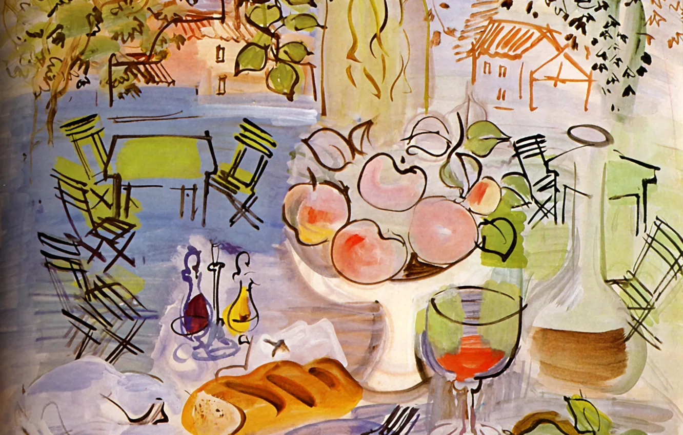 Фото обои Still life, Baltimore, 1928, Raoul Dufy, Aquarelle, Nature Morte, The Evergreen House Foundation