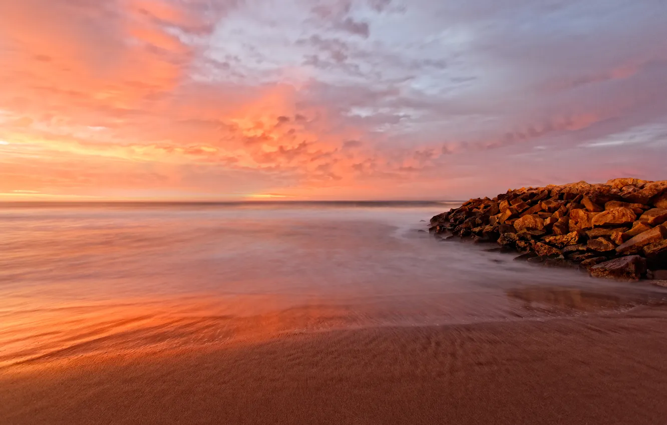 Фото обои волны, океан, рассвет, прибой, Аргентина