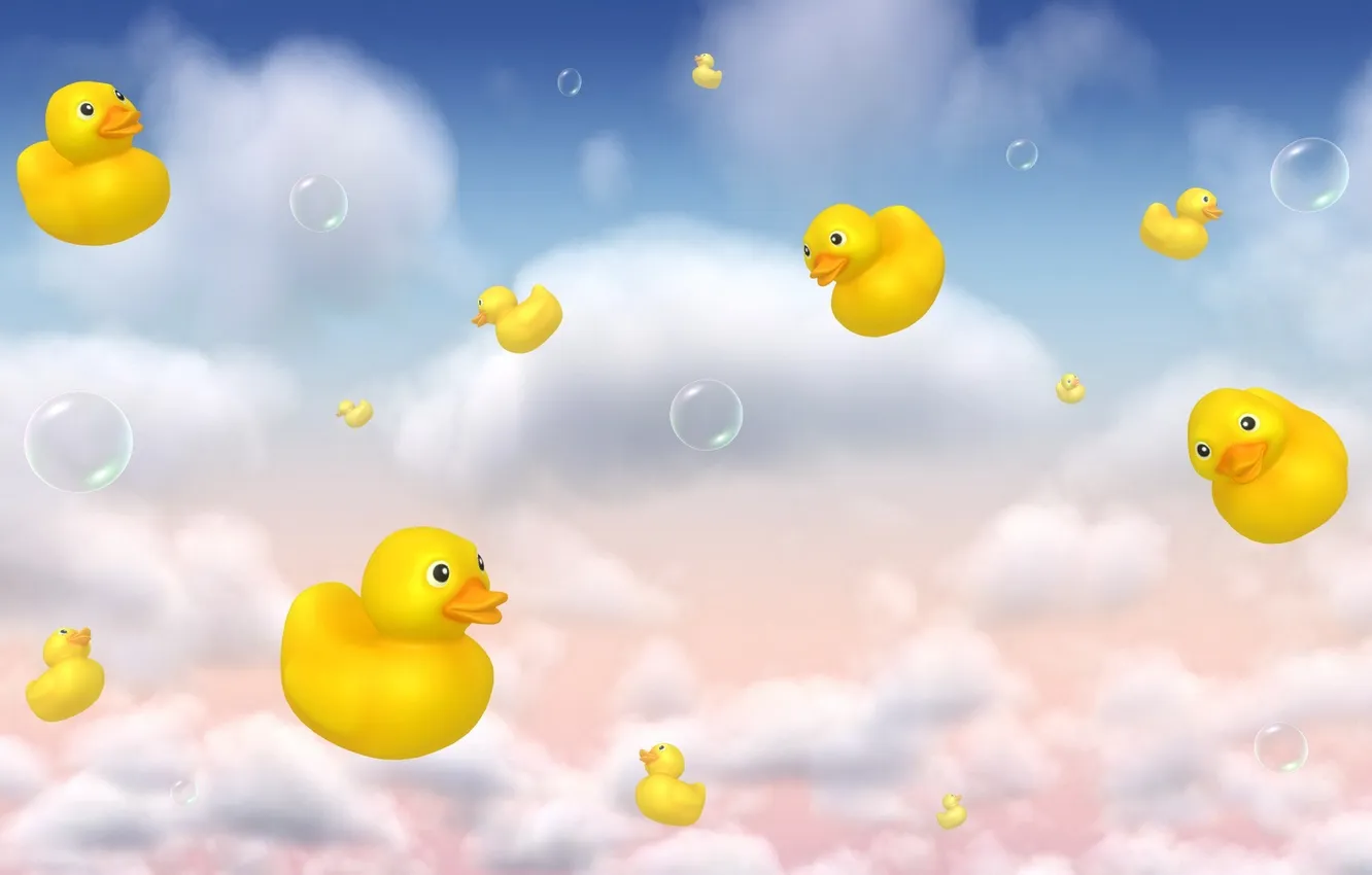 Фото обои пузыри, утки, облако, детская