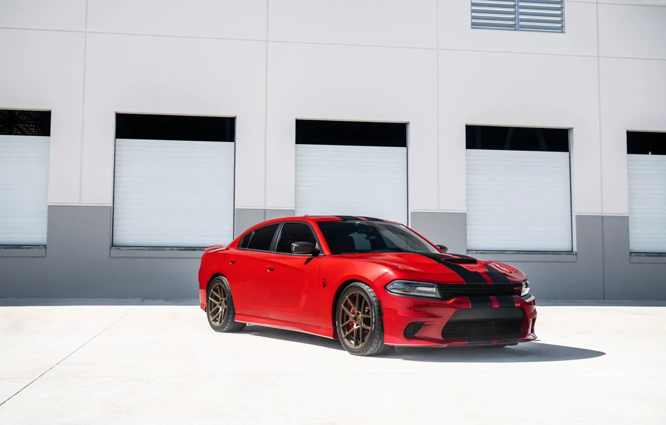 Фото обои Dodge, Red, Charger, SRT Hellcat