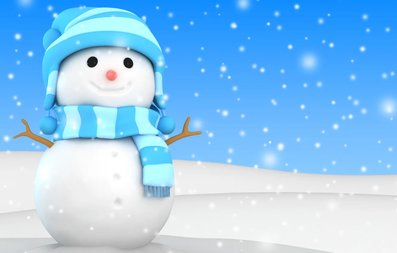 Фото обои зима, снег, снеговик, christmas, new year, winter, snow, cute
