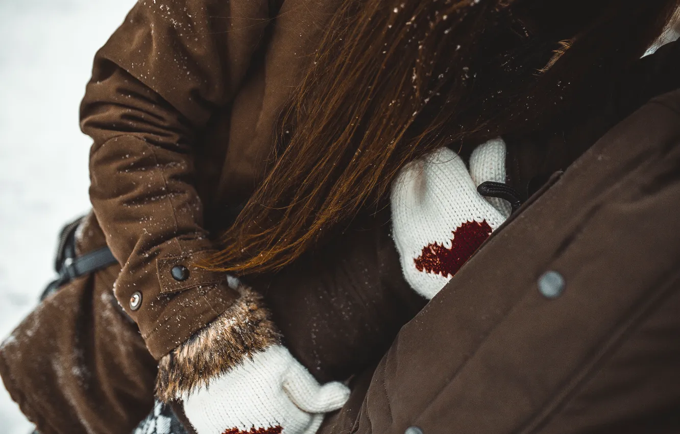 Фото обои зима, девушка, снег, любовь, girl, love, парень, heart
