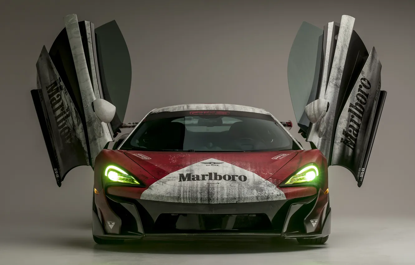 Фото обои McLaren, вид спереди, Vorsteiner, 2018, Marlboro, 570S