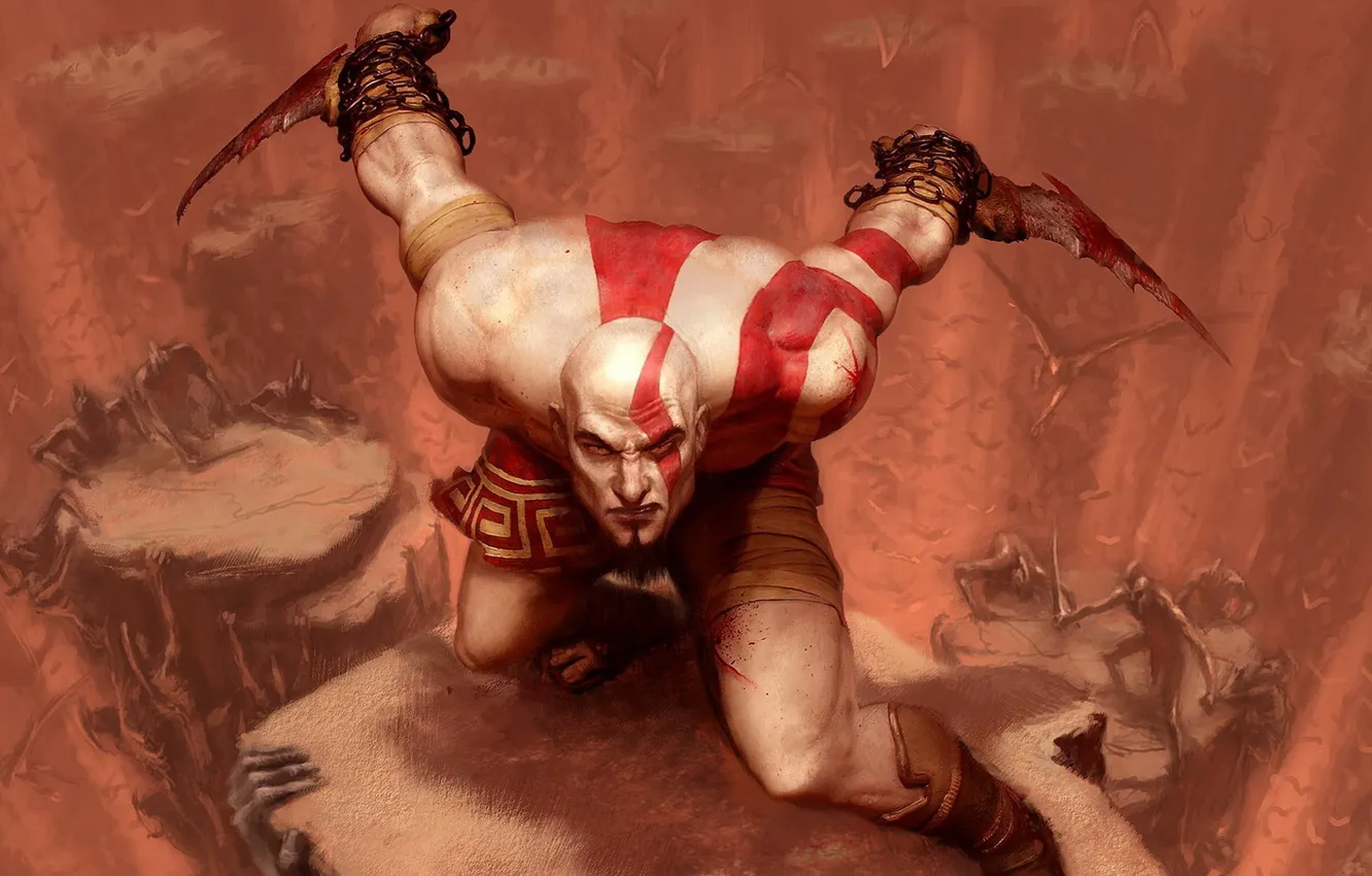 Фото обои Воин, Sony, Kratos, Кратос, God Of War, Спартанец