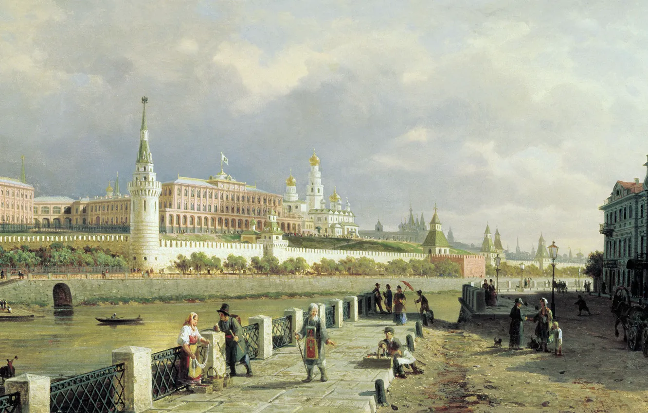 Фото обои картина, Верещагин, Вид Московского кремля