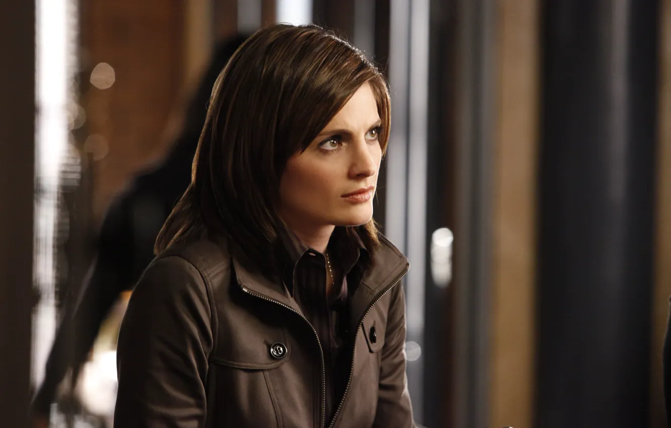Фото обои взгляд, поза, сериал, hair, Castle, Стана Катич, Касл, Stana Katic