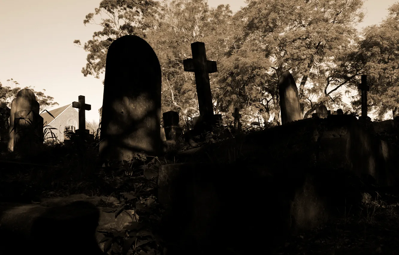Фото обои грусть, смерть, мрак, печаль, кресты, кладбище, тоска, мрачно