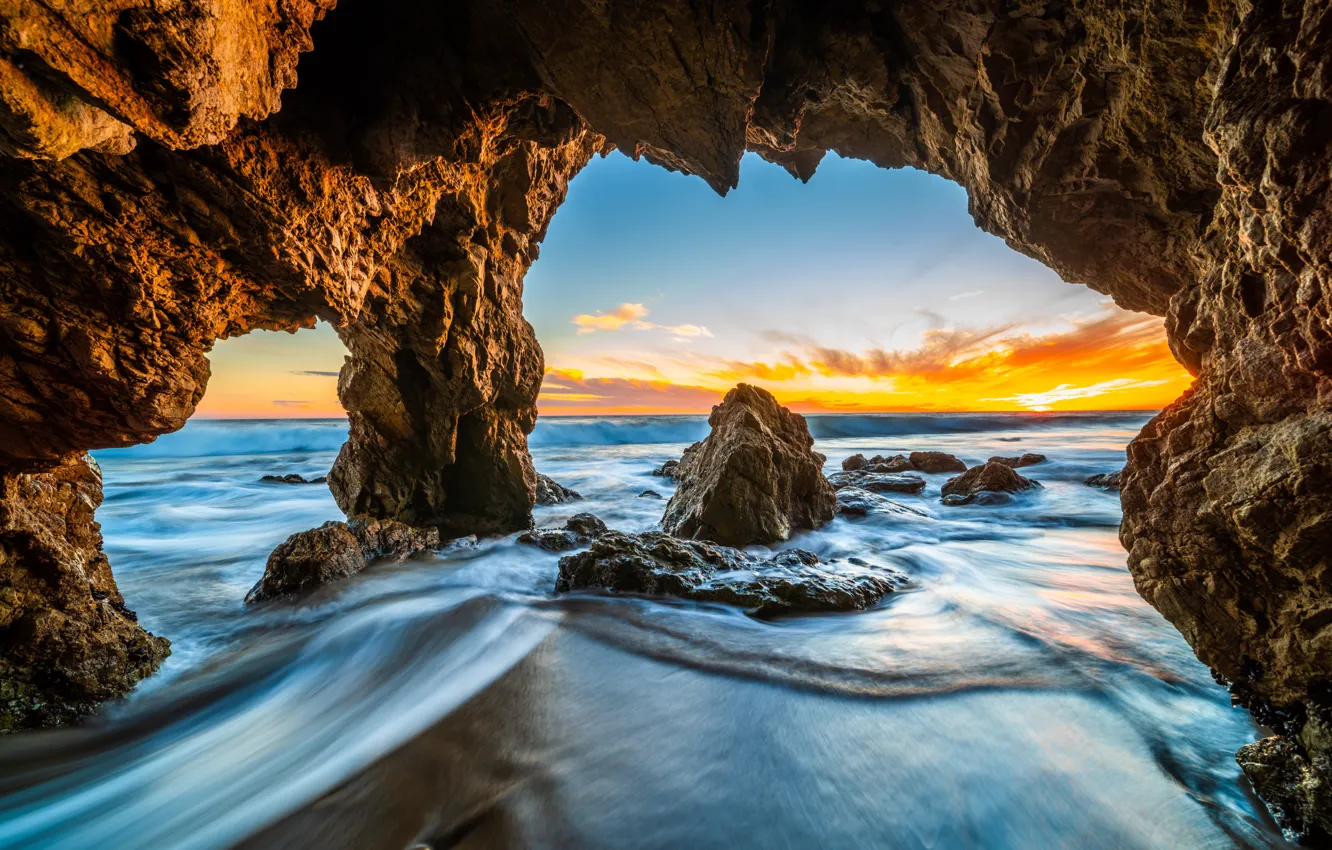 Фото обои океан, скалы, Калифорния, США