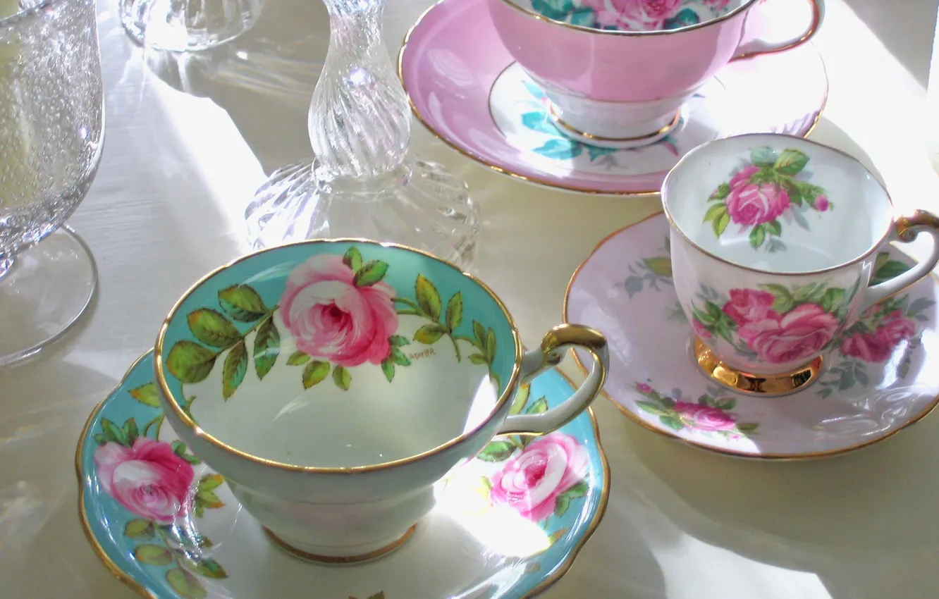 Фото обои чашки, macro, teacups in sunlight