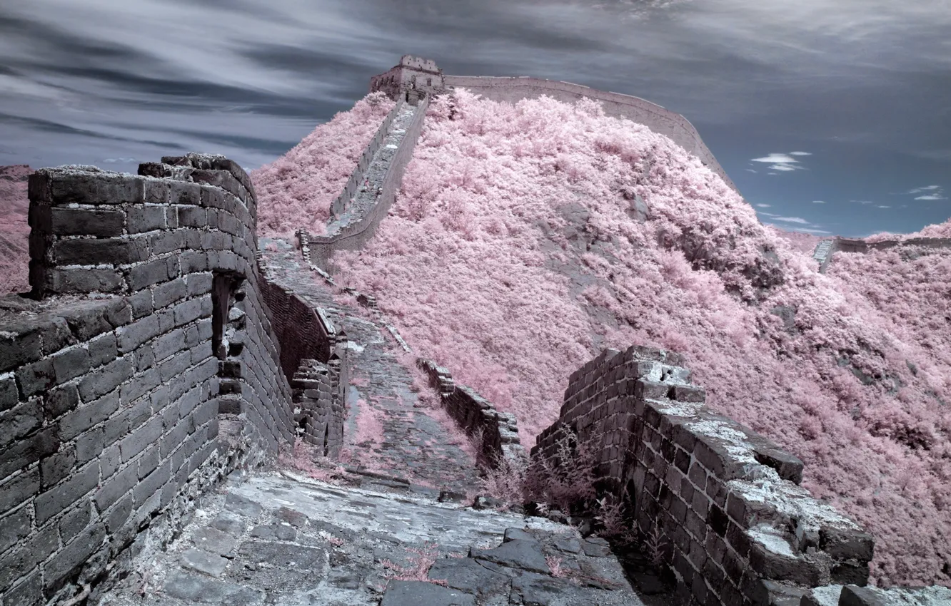 Фото обои пейзаж, стена, цвет, Great Wall of China