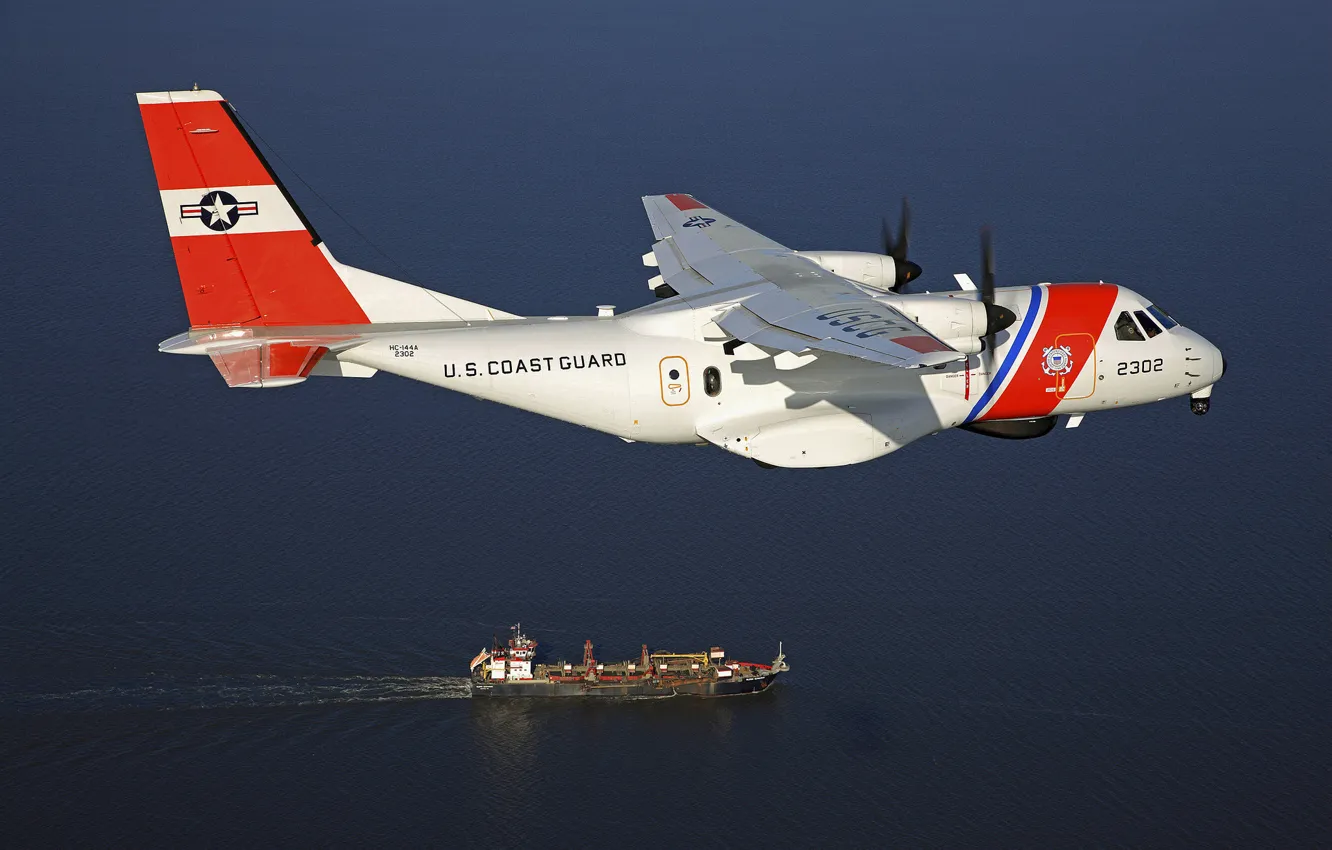 Фото обои море, самолет, танкер, морской, патрульный, береговой, охраны, CN-235