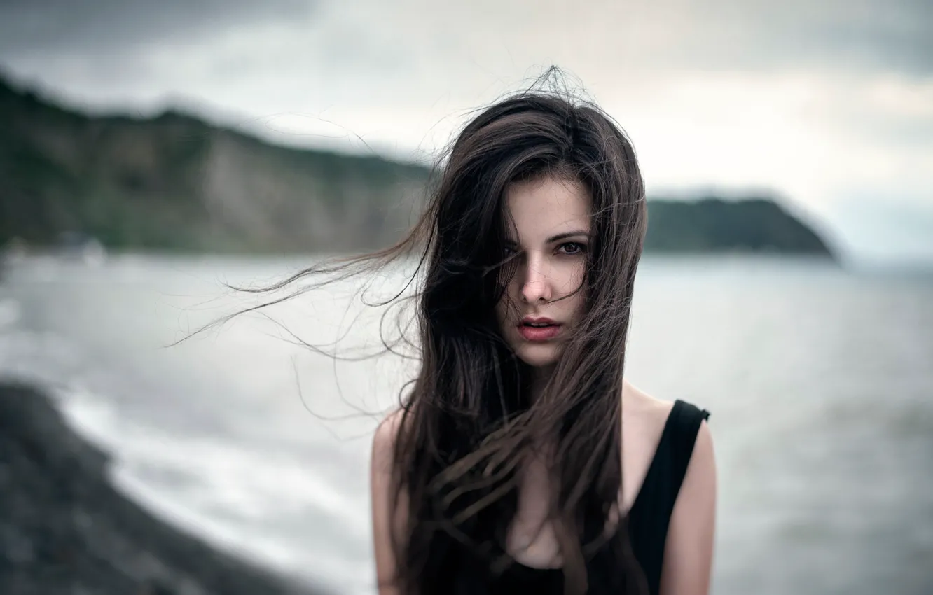 Фото обои взгляд, ветер, волосы, губки, Diana, Maxim Guselnikov, Диана Шиловская