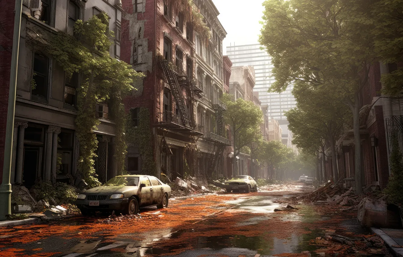 Фото обои city, abandoned, rust, apocalypse