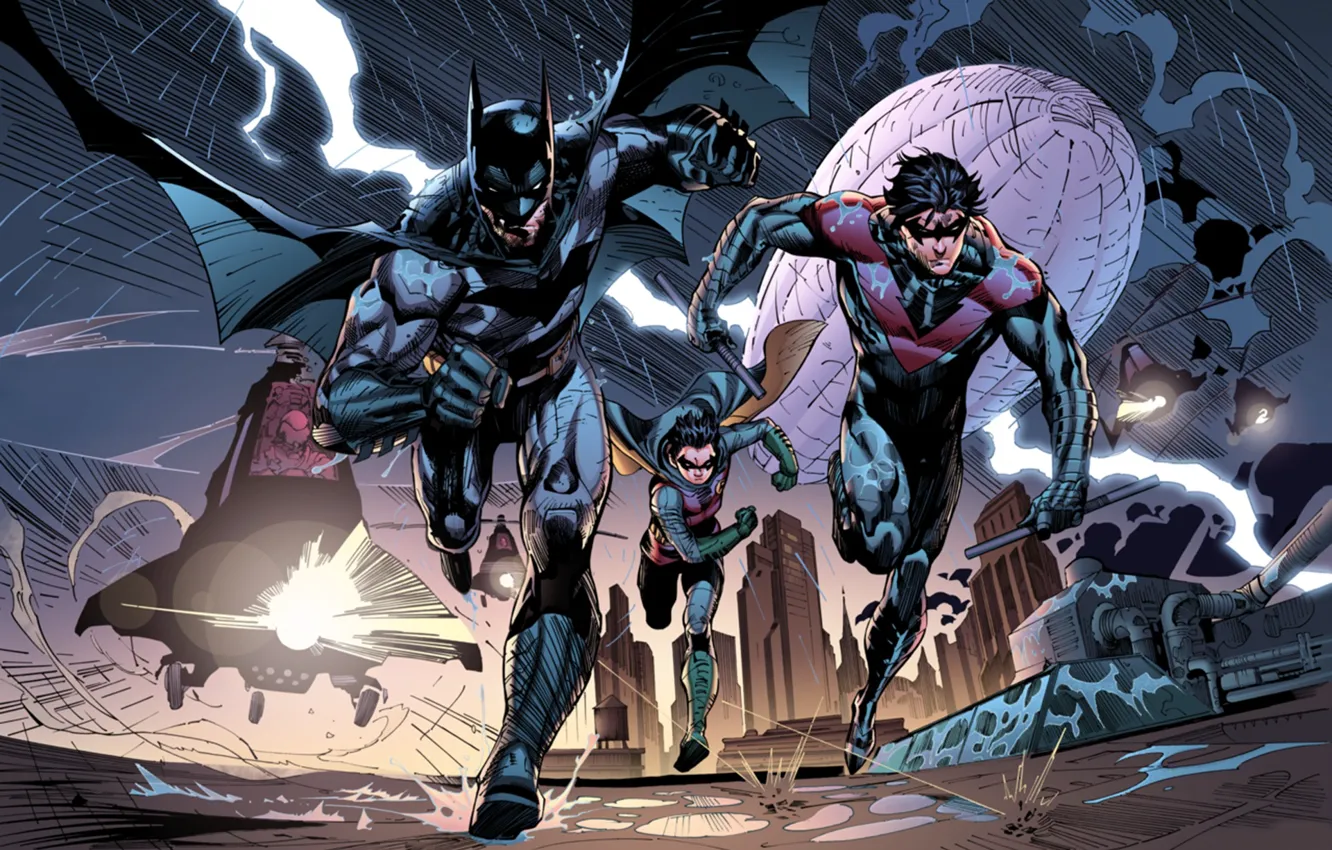Фото обои batman, dc comics, robin, Nightwing