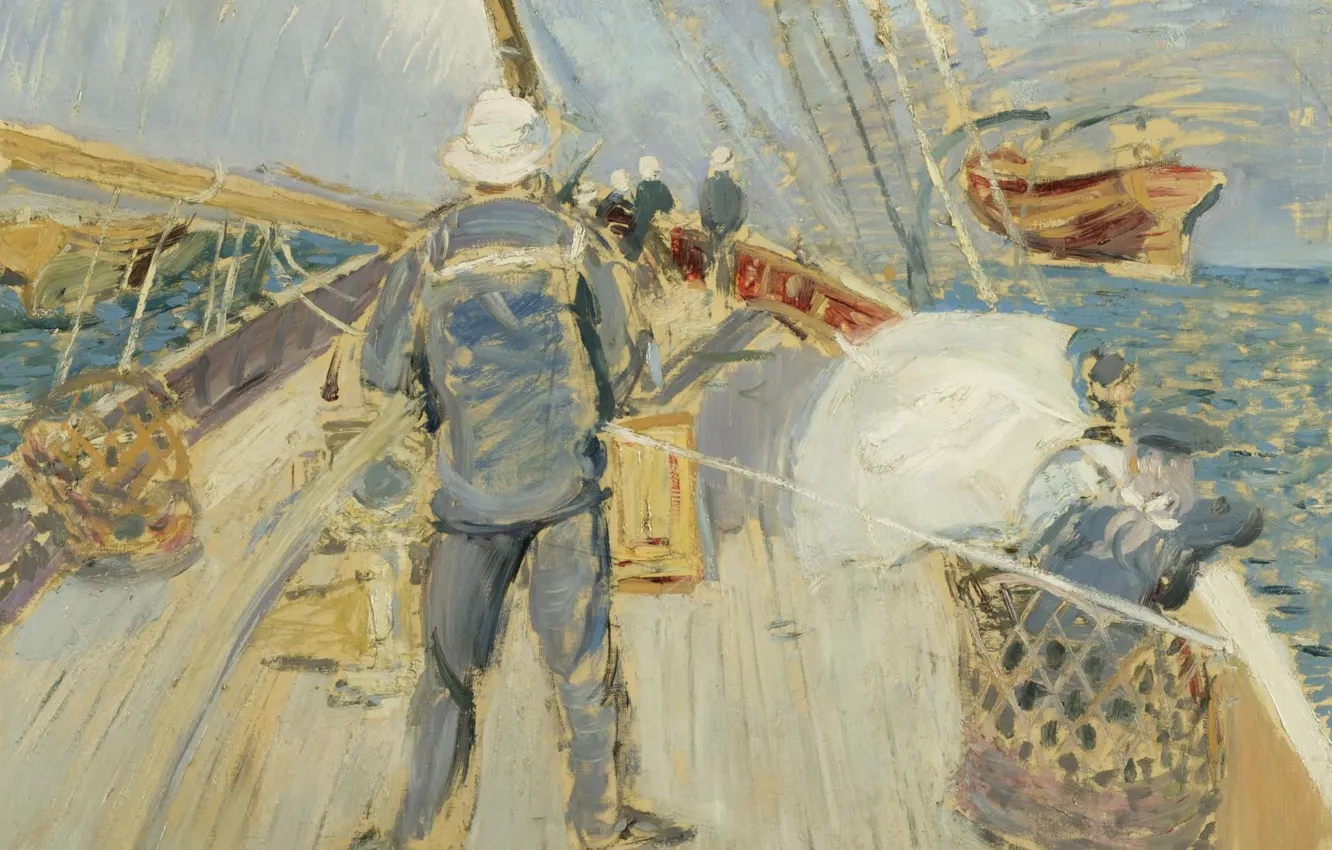 Фото обои картина, 1897, моряк, Поль Сезар Эллё, Paul Cesar Helleu, На Борту