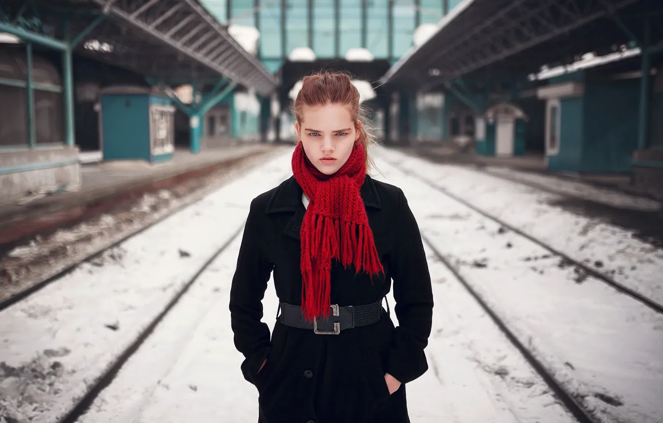 Фото обои шарф, губки, пальто, Михаил ∞ Полет, Гульнара Алюшева