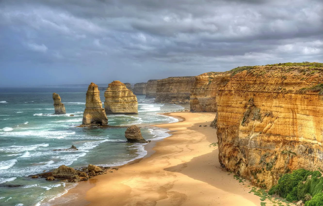 Фото обои море, пляж, камни, океан, скалы, Австралия, песок.