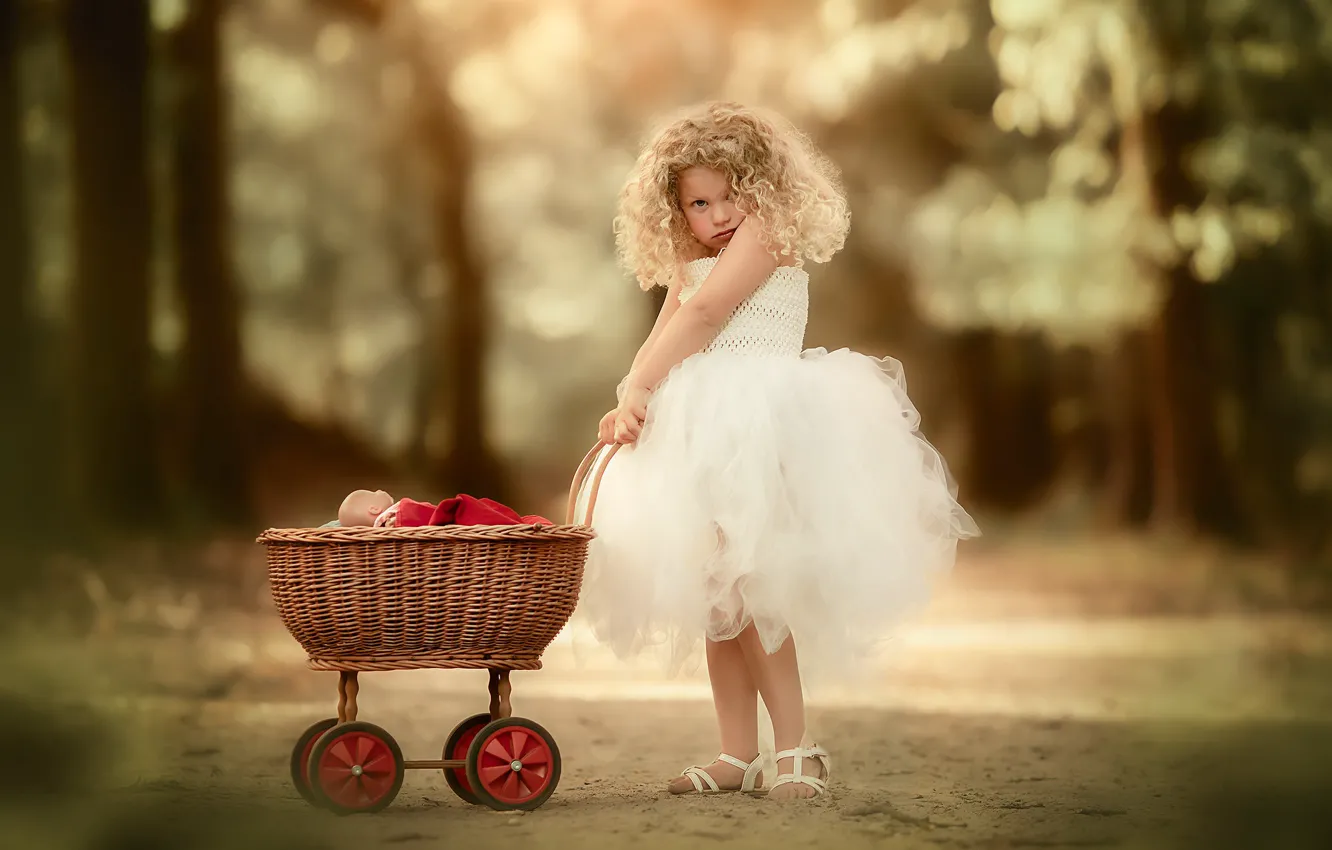 Фото обои кукла, девочка, коляска