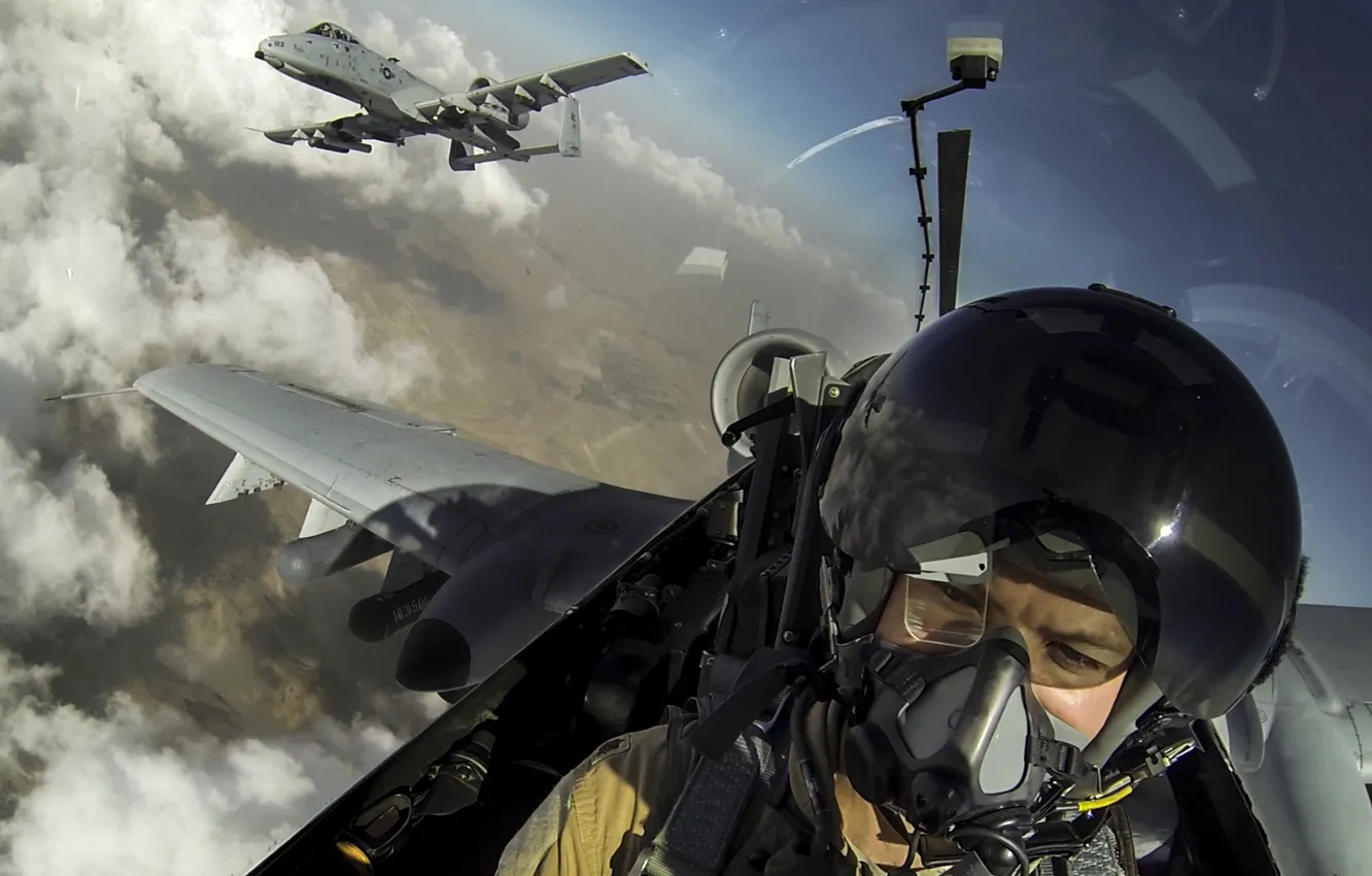 Фото обои sky, aircraft, military, cloud, man, pilot, helmet, uniform