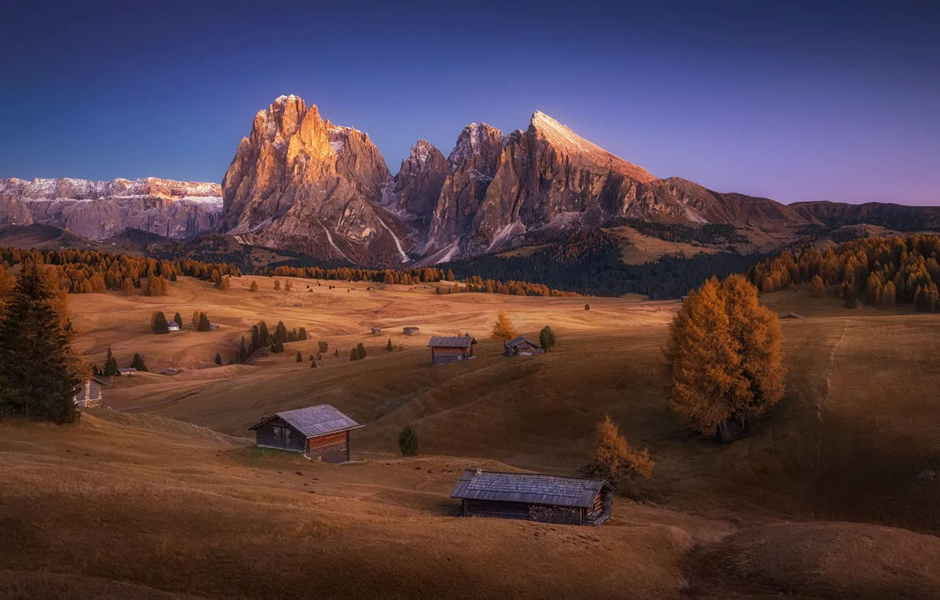 Фото обои Italy, autumn, Dolomites, Alpe di Siusi