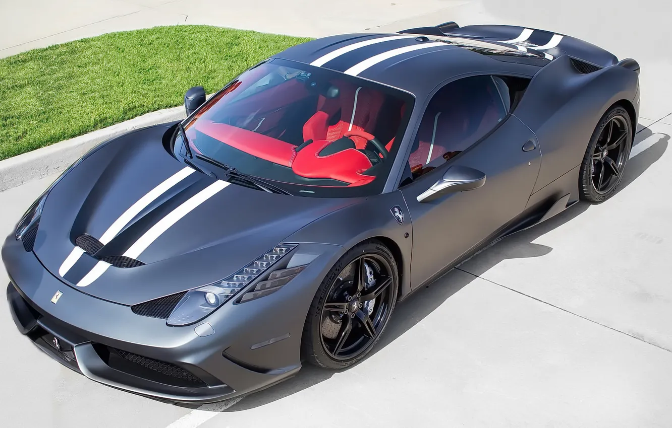 Фото обои Ferrari, 458, Black, Matte, Speciale