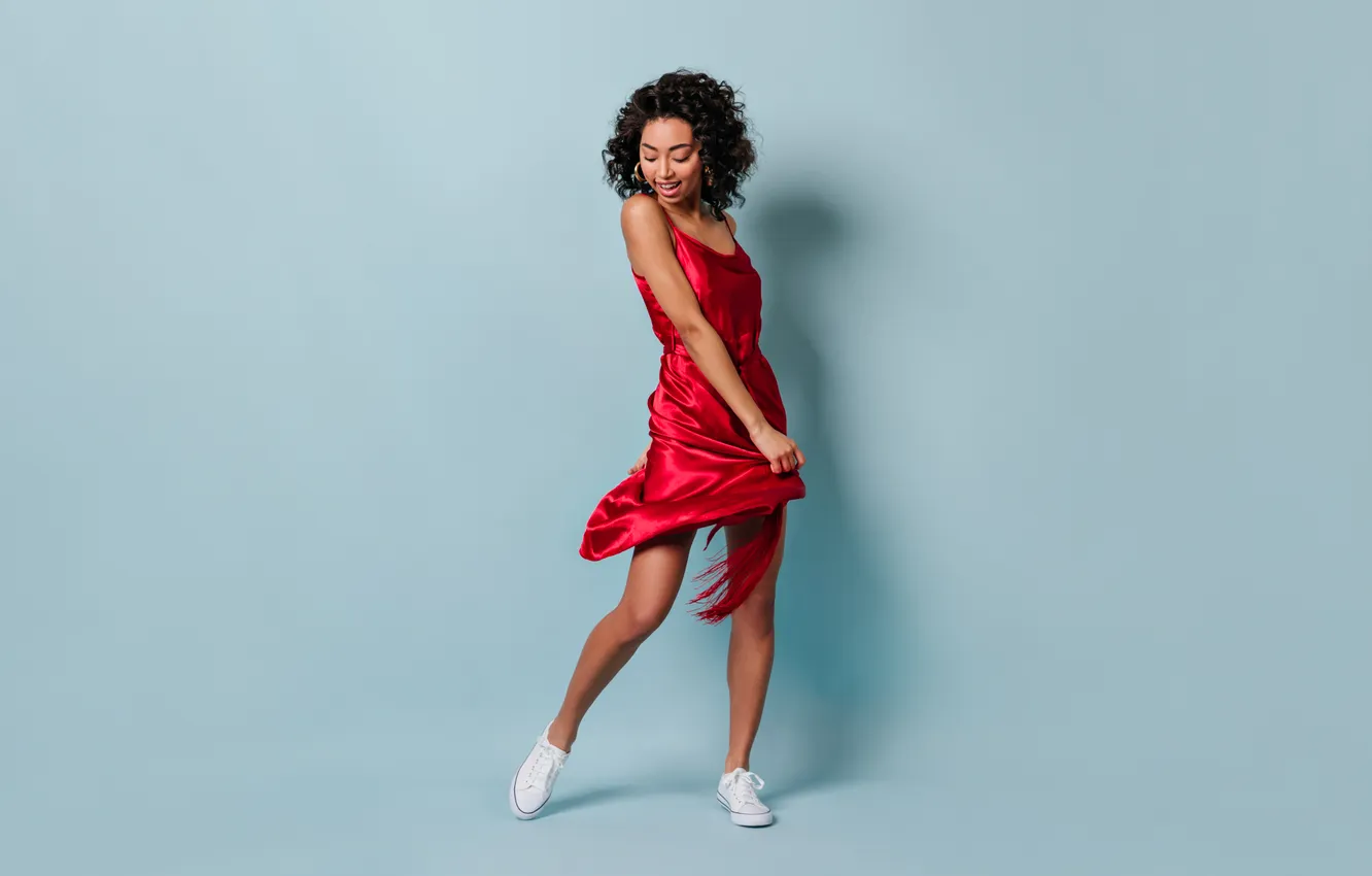 Фото обои woman, young, view, dancing, full, playful, length