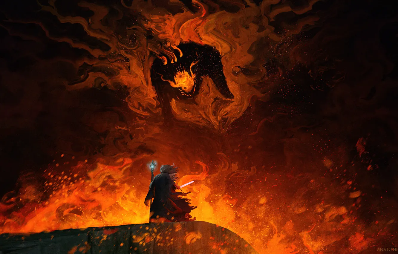 Фото обои demon, fantasy, Balrog, lord of the rings, fanart, Anato Finnstark, middleearth, The Shadow and the …