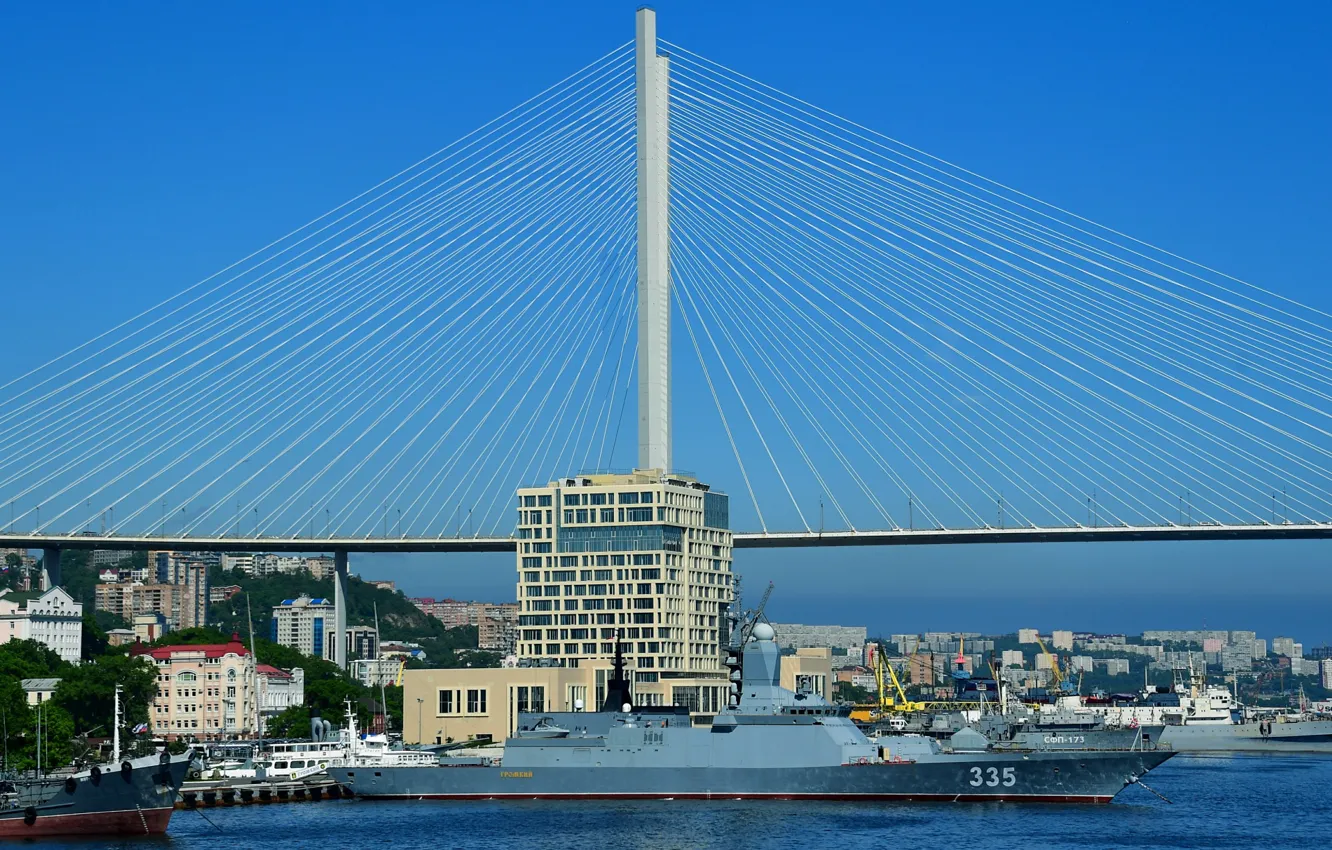 Фото обои мост, порт, Владивосток