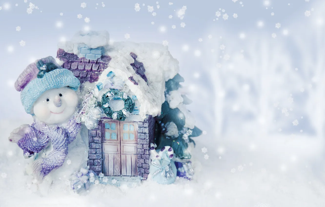 Фото обои новый год, рождество, winter, snow, snowman