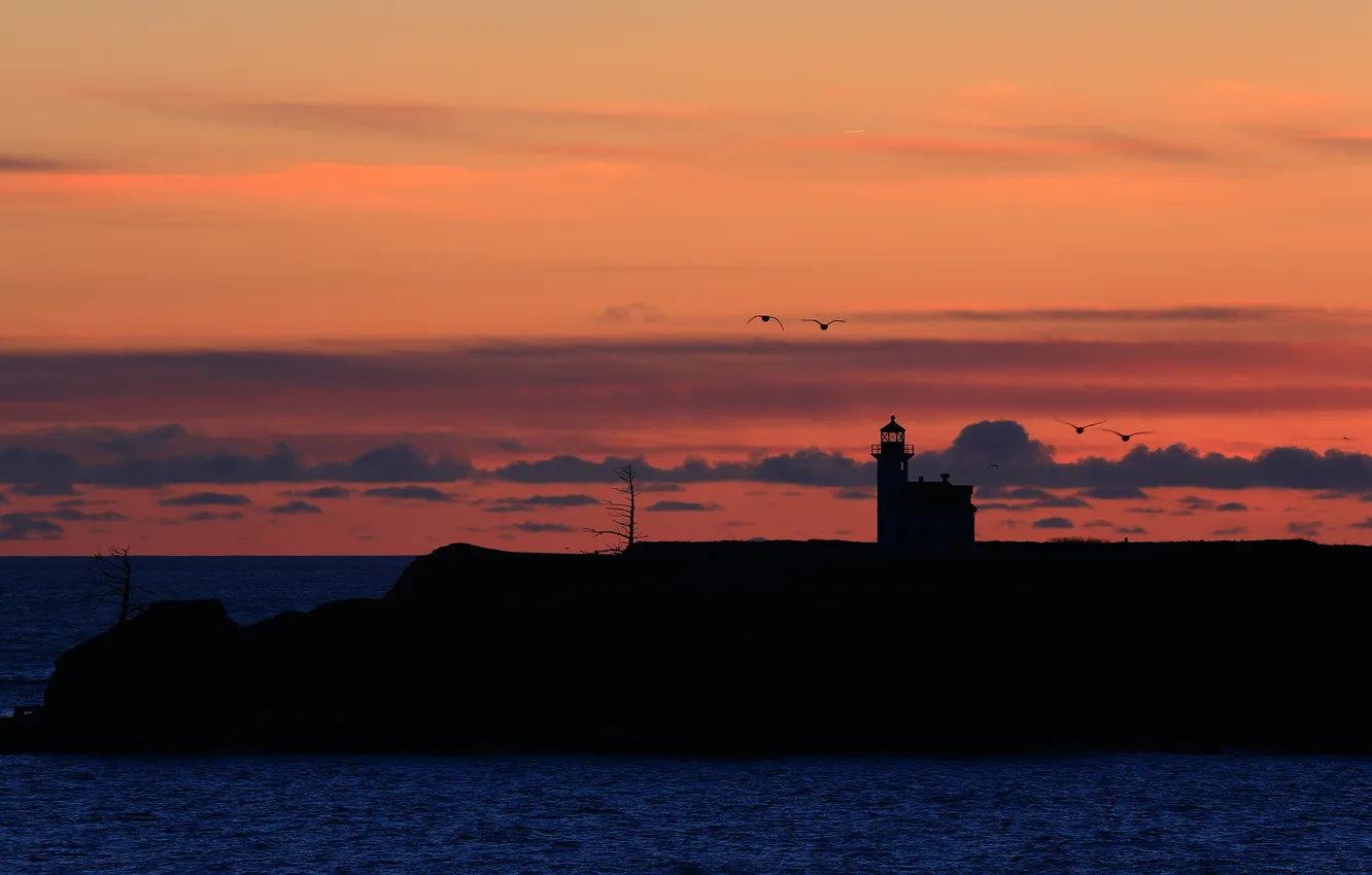 Фото обои USA, США, State of Oregon, Штат Орегон, Coos Bay, Cape Arago Light